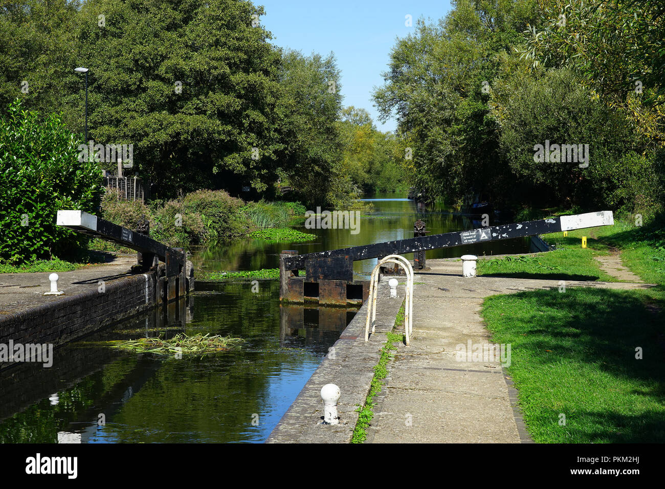 Twyford Lock sulla navigazione Stort vicino al Little Hallingbury Foto Stock