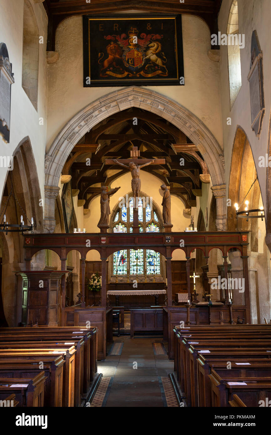 Regno Unito, Yorkshire, Wharfedale, Burnsall, St Wilfrid del XII secolo la chiesa interno Foto Stock