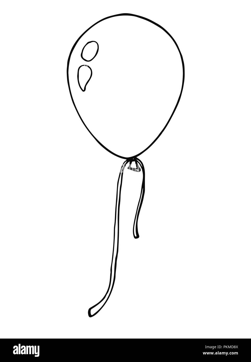 Schizzo palloncino. Disegnati a mano, isolata su uno sfondo bianco. Illustrazione Vettoriale Illustrazione Vettoriale