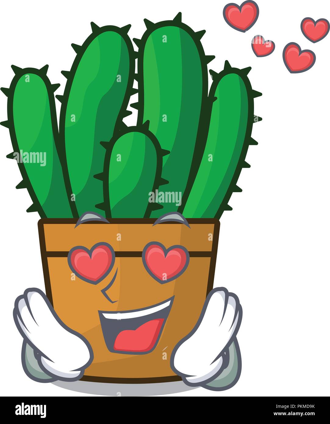 In amore di euforbia pianta di cactus isolato su mascotte Illustrazione Vettoriale