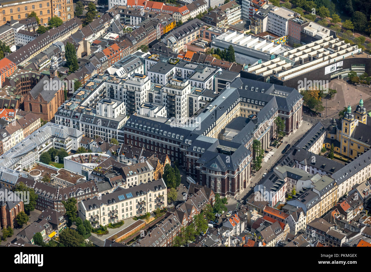 Vista aerea, Andreas Quartier, nuova costruzione di FRANKONIA Eurobau AG di Düsseldorf, Düsseldorf-Mitte, Düsseldorf Foto Stock