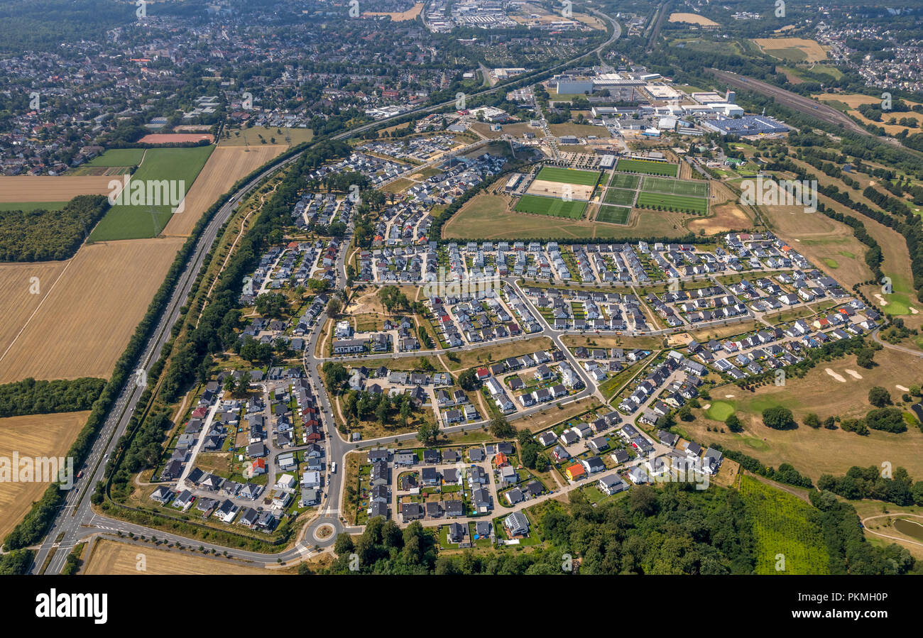 Vista aerea, campo Brackeler, area di costruzione Hohenbuschei, BVB training center, Dortmund, la zona della Ruhr, Renania settentrionale-Vestfalia Foto Stock