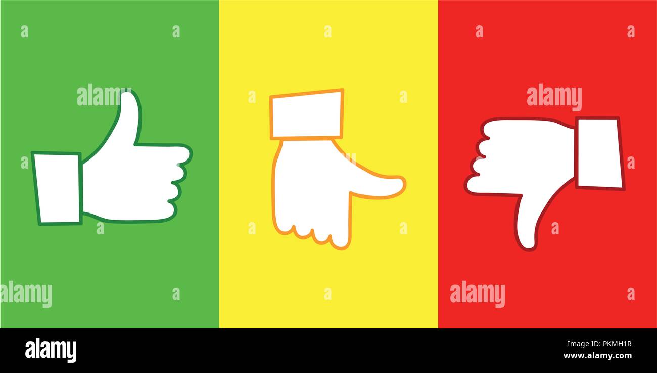 Simili e antipatia per tre mani di simbolo illustrazione vettoriale EPS10 Illustrazione Vettoriale