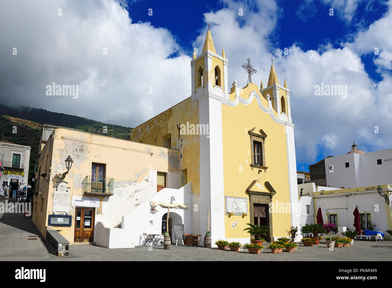 Chiesa di Santa Maria Salina, Salina, Lipari o Isole Eolie, in Sicilia, Italia Foto Stock