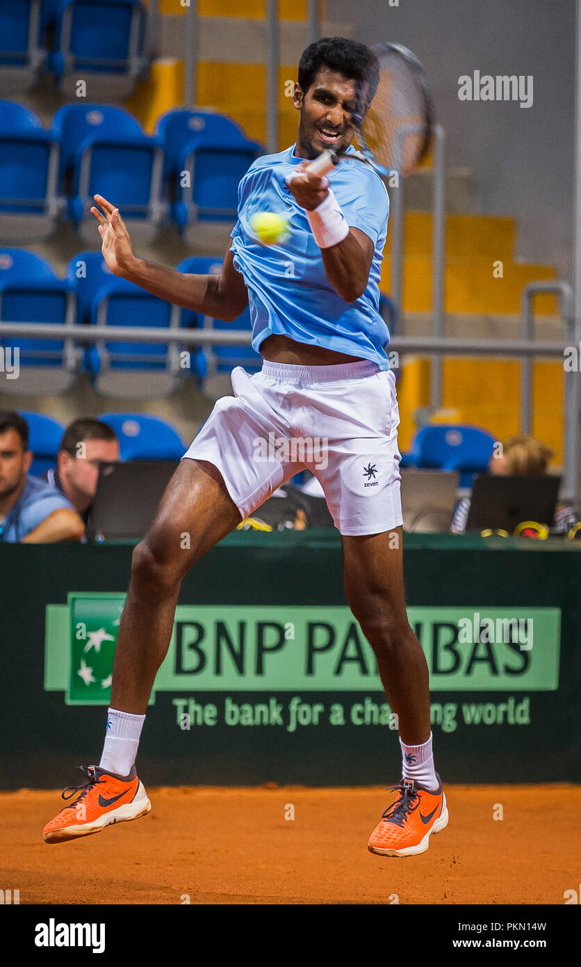 Kraljevo, Serbia. Pranesh Gunneswaran (IND) restituisce Credito: Nikola Krstic/Alamy Live News Foto Stock