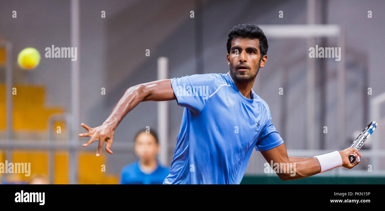 Kraljevo, Serbia. Pranesh Gunneswaran (IND) restituisce Credito: Nikola Krstic/Alamy Live News Foto Stock