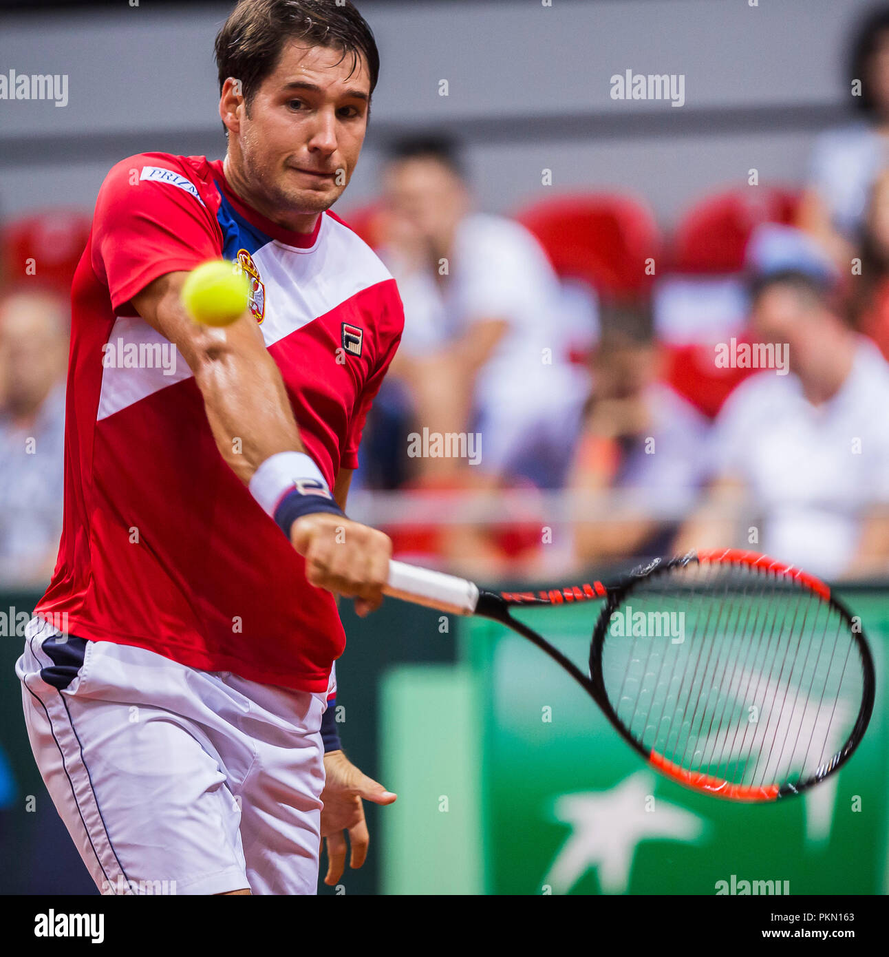 Kraljevo, Serbia. Dusan Lajovic (SRB) restituisce Credito: Nikola Krstic/Alamy Live News Foto Stock