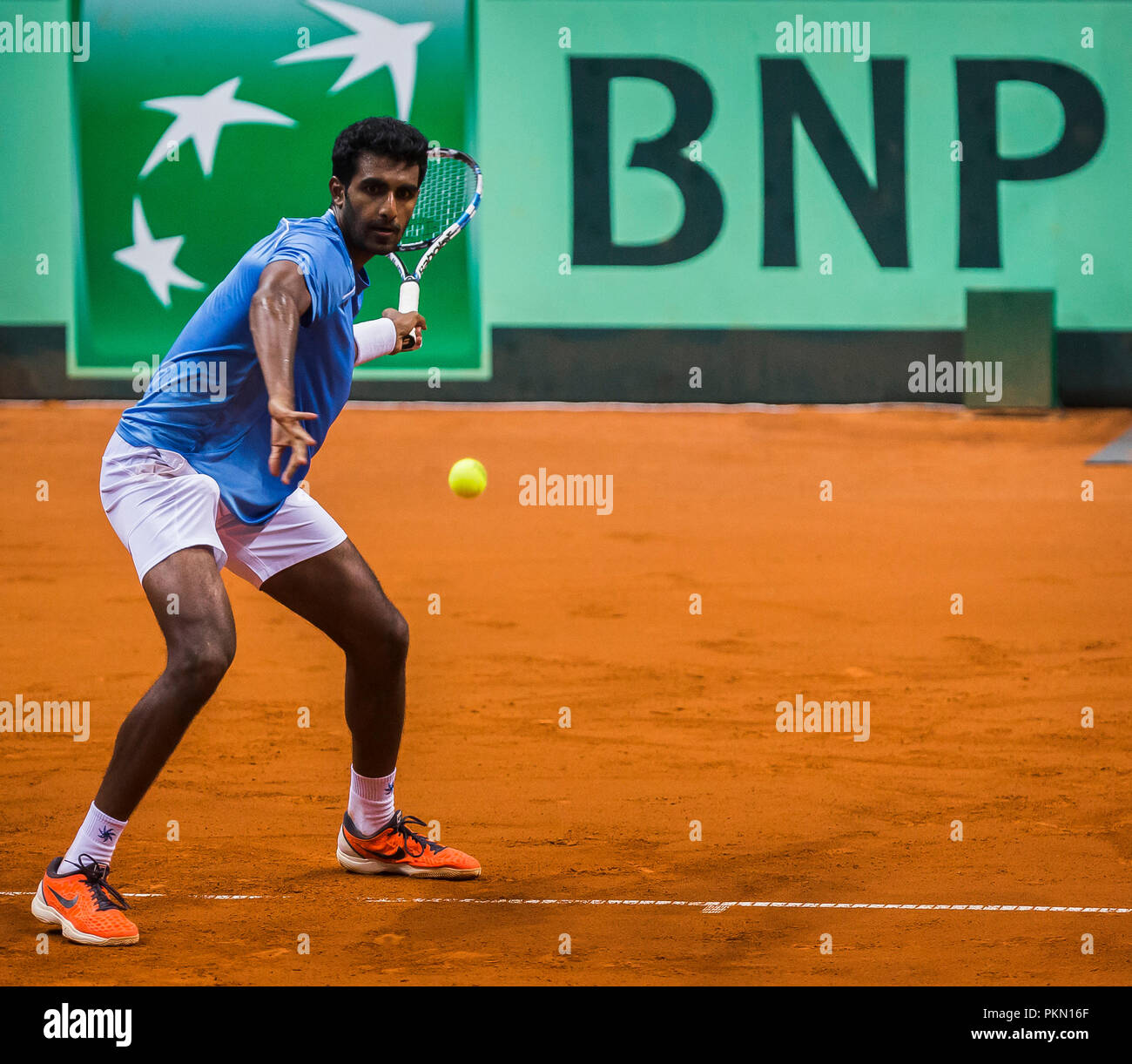 Kraljevo, Serbia. Pranesh Gunneswaran (IND) restituisce Credito: Nikola Krstic/Alamy Live News Foto Stock