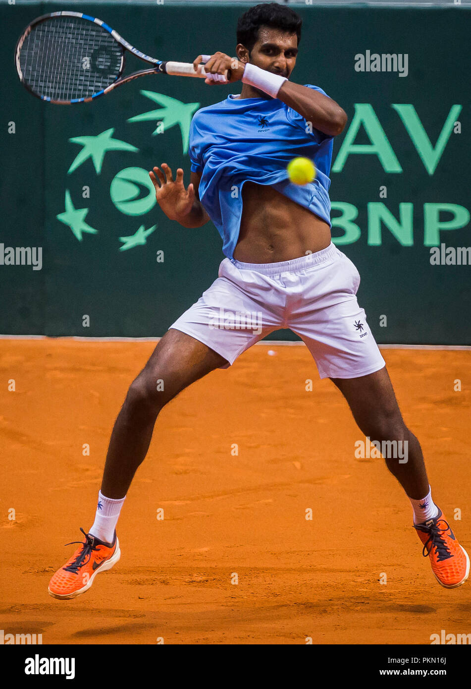 Kraljevo, Serbia. Pranesh Gunneswaran (IND) restituisce Credito: Nikola Krstic/Alamy Live News Foto Stock