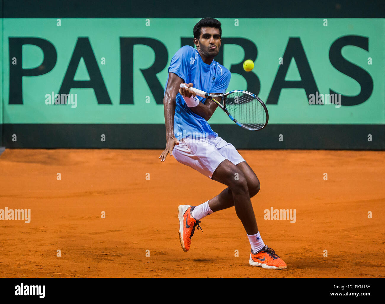 Kraljevo, Serbia. Pranesh Gunneswaran (IND) restituisce Credito: Nikola Krstic/Alamy Live News Foto Stock