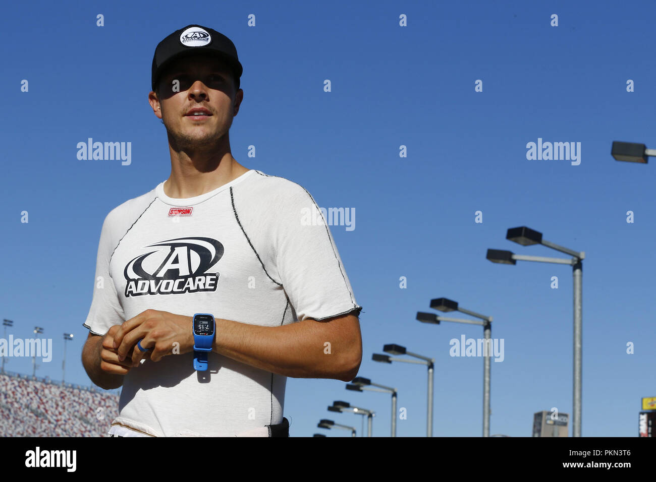 Las Vegas, Nevada, USA. Xiv Sep, 2018. Trevor Bayne (6) si blocca su strada pit prima delle qualifiche per il Sud Point 400 a Las Vegas Motor Speedway di Las Vegas, Nevada. Credito: Chris Owens Asp Inc/ASP/ZUMA filo/Alamy Live News Foto Stock