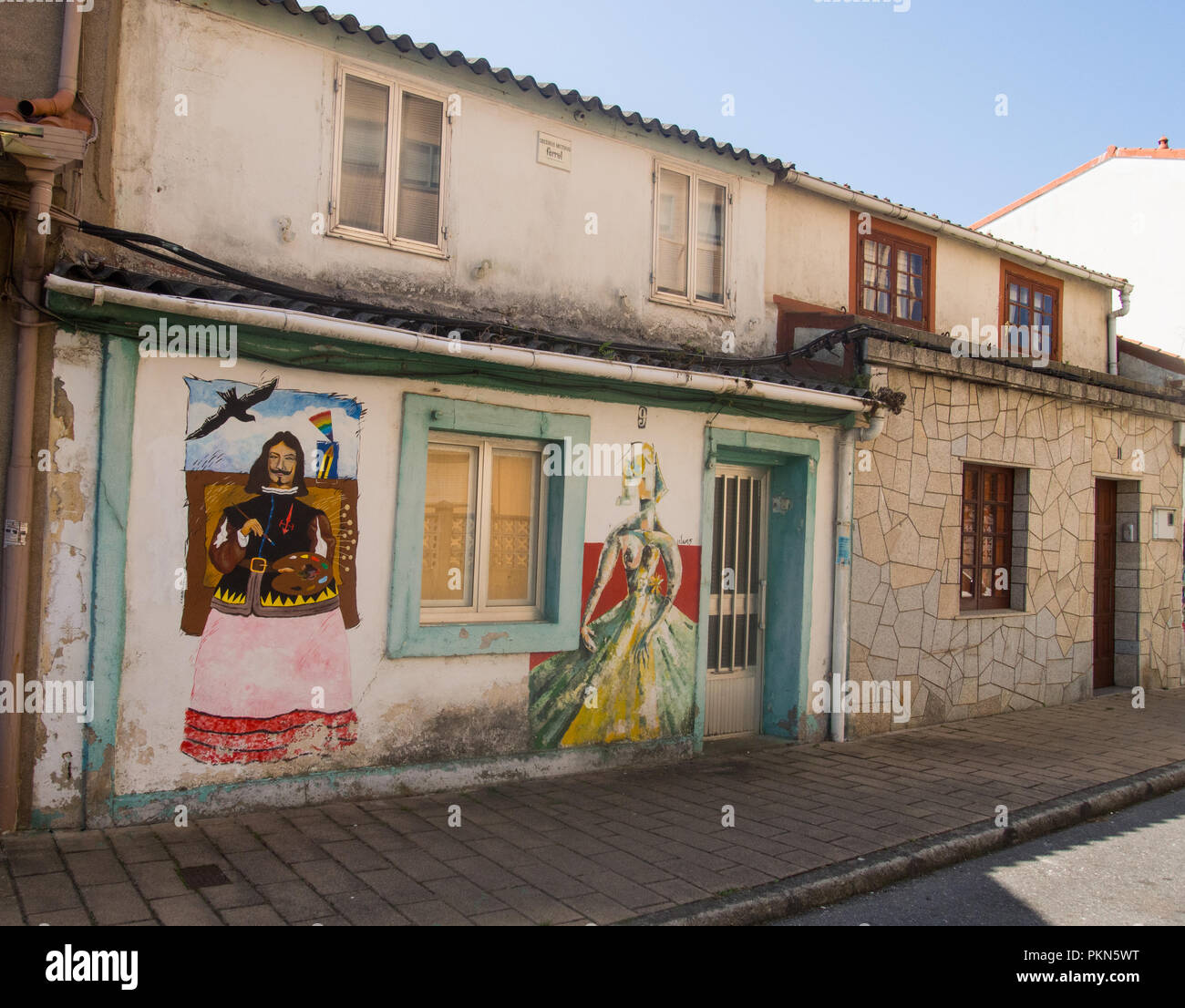 Ferrol - Spagna, 2 settembre, 2018 Arte di strada Meninas di Canido Foto Stock