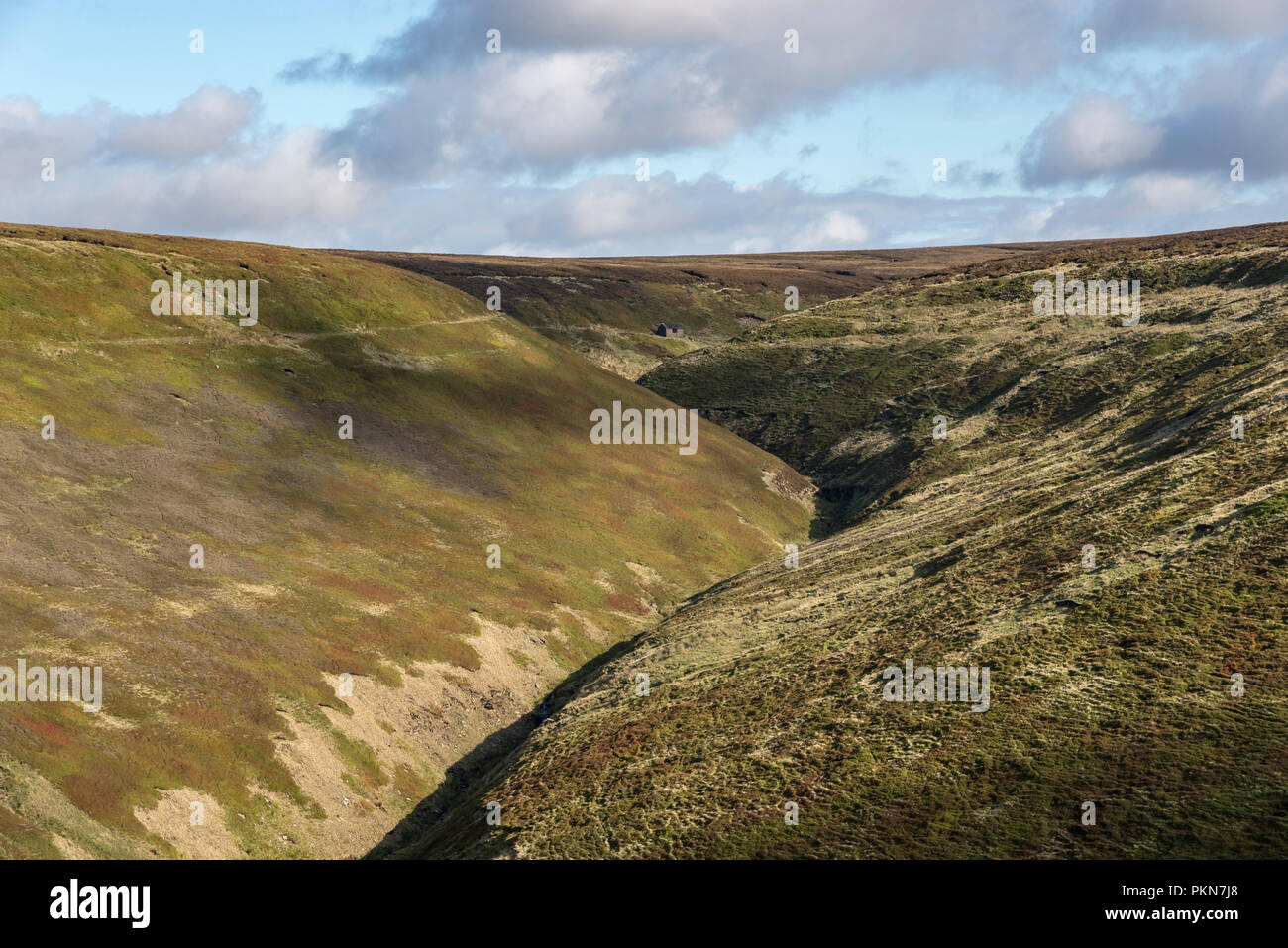 Oyster Clough accanto al serpente passano nel parco nazionale di Peak District, Derbyhsire, Inghilterra. Foto Stock