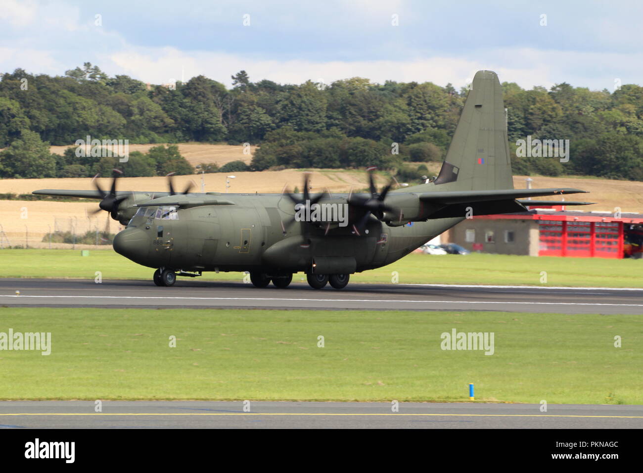 ZH888, un Lockheed Martin C-130J Hercules C5 gestito dalla Royal Air Force, a Prestwick International Airport in Ayrshire. Foto Stock