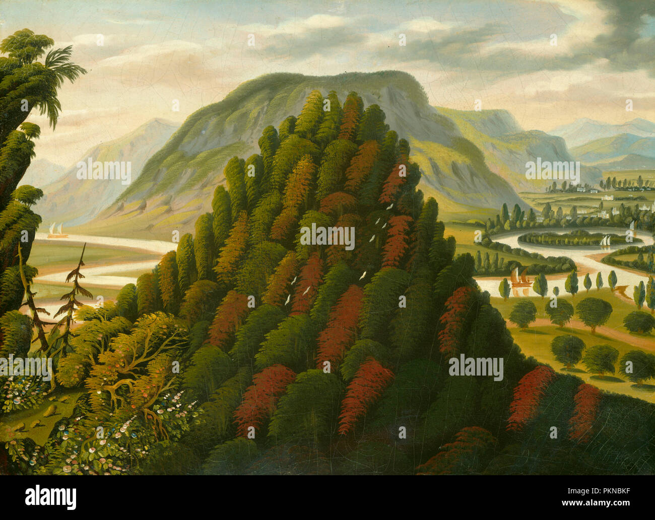 La valle del Connecticut. Data: a metà del XIX secolo. Dimensioni: complessivo: 45,7 x 61 cm (18 x 24 in.) incorniciato: 55,8 x 71,1 x 5 cm (21 15/16 x 28 x 1 15/16 in.). Medium: olio su tela. Museo: National Gallery of Art di Washington DC. Autore: THOMAS CHAMBERS. Foto Stock