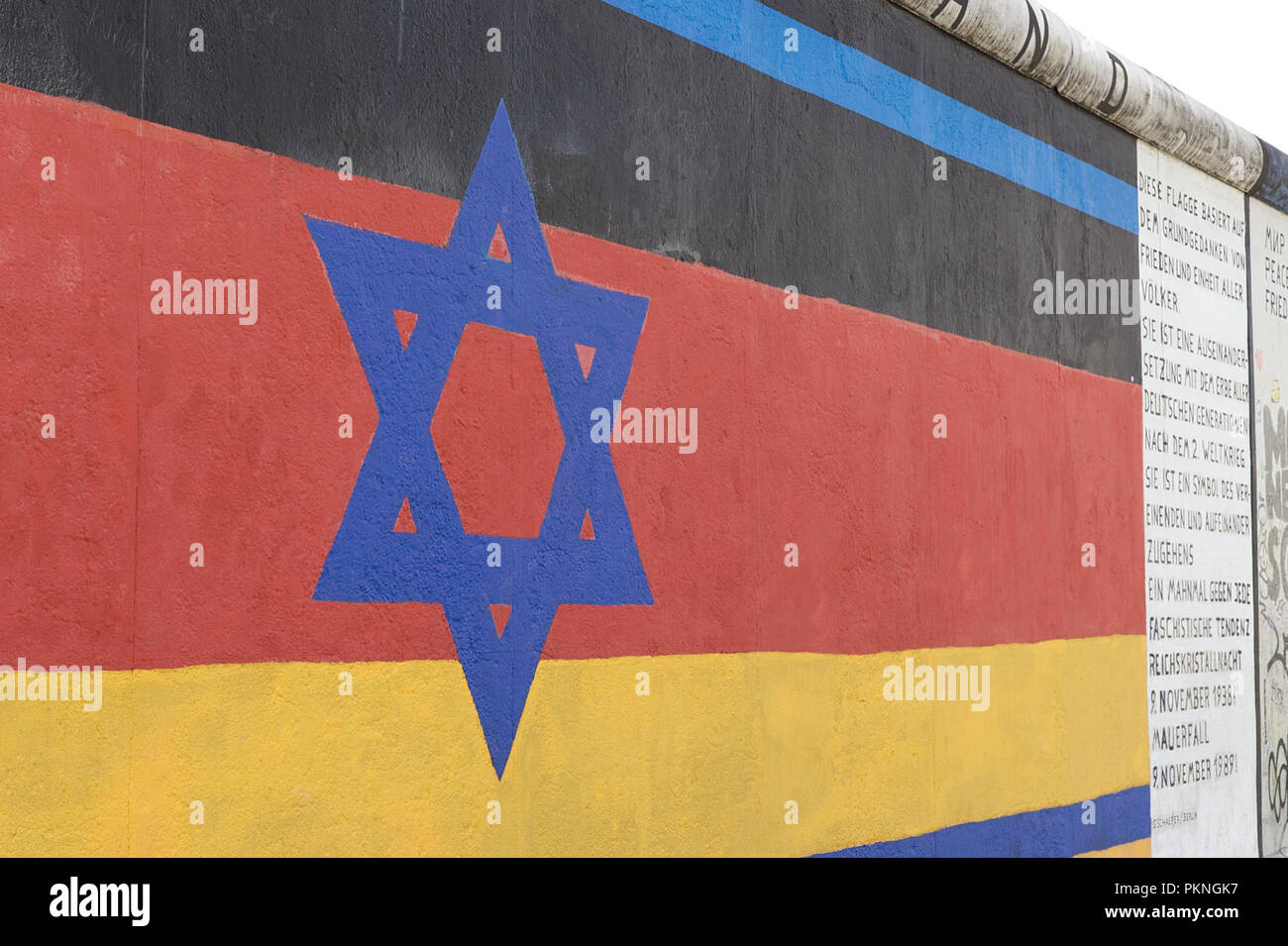 Graffiti lungo il muro di Berlino, l est dall ovest Germania Foto Stock