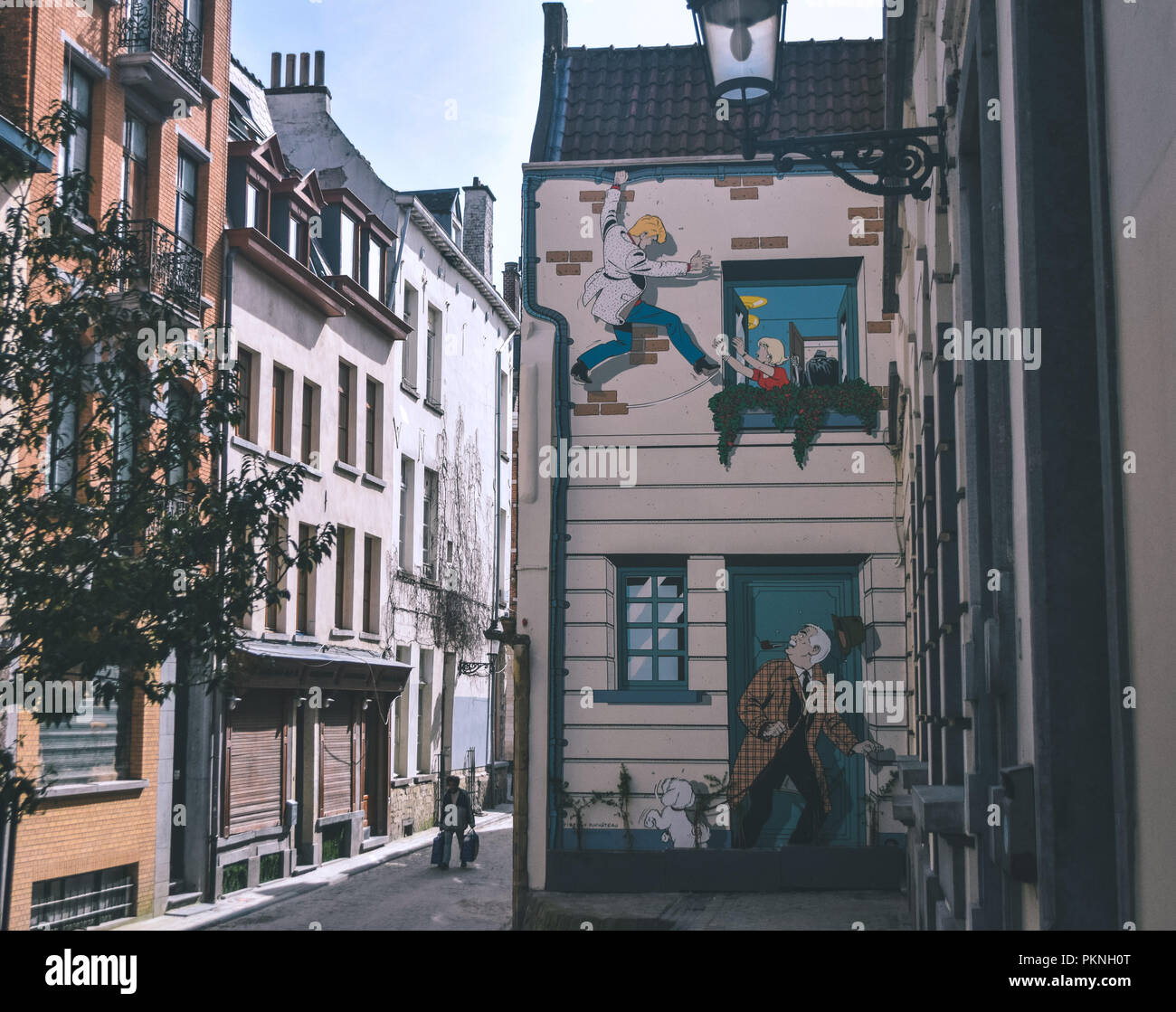 Comics murale per le strade di Bruxelles Foto Stock
