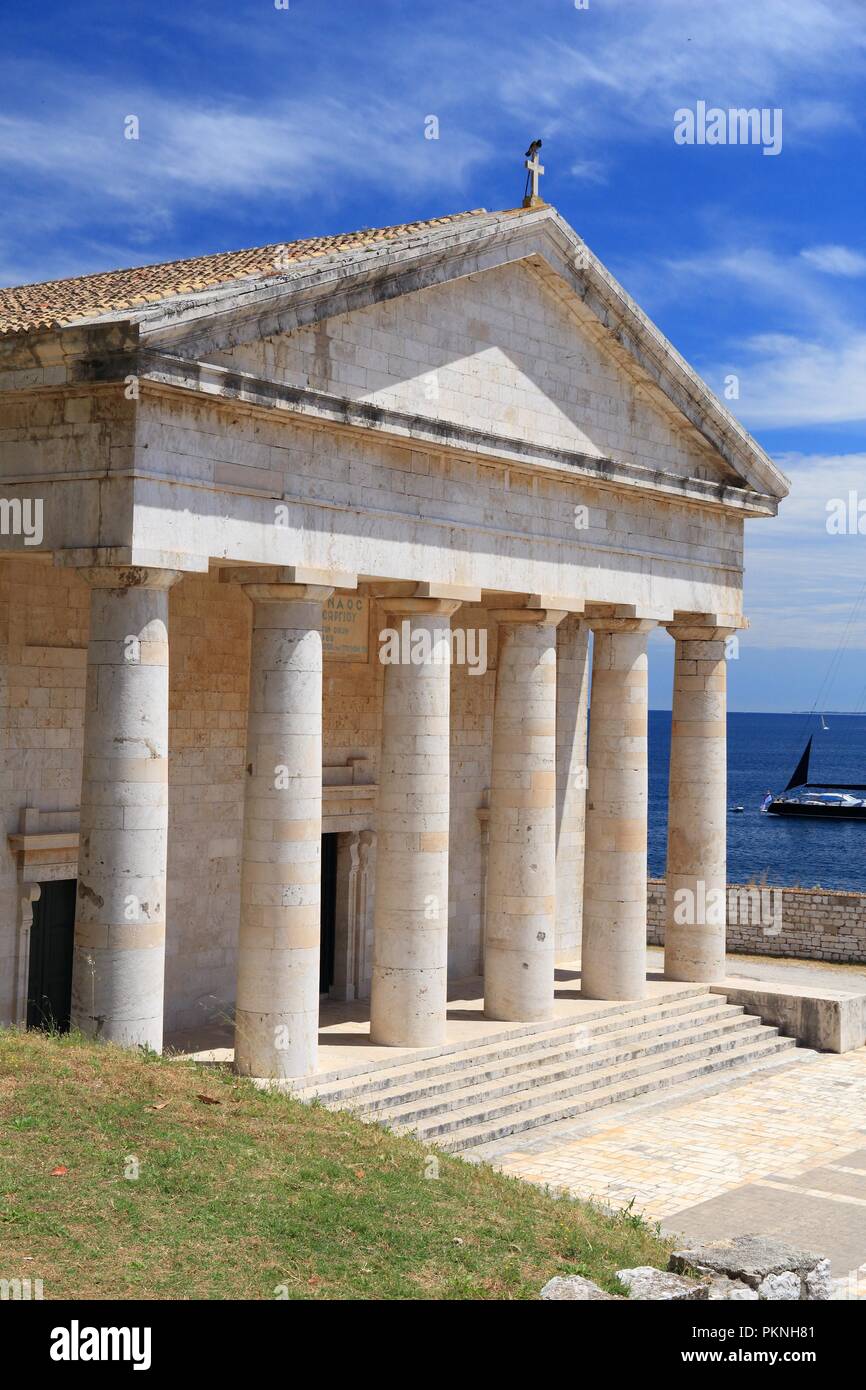 Corfù Città Vecchia (Corfu) - UNESCO World Heritage Site in Grecia. Saint George tempio presso la vecchia fortezza. Foto Stock