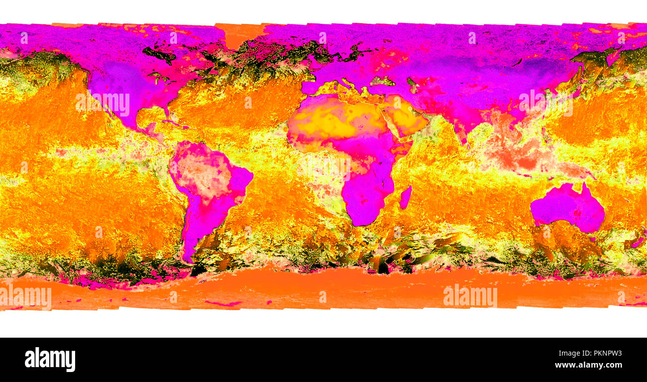 Vista satellitare di terra che illustra il riscaldamento globale Foto Stock