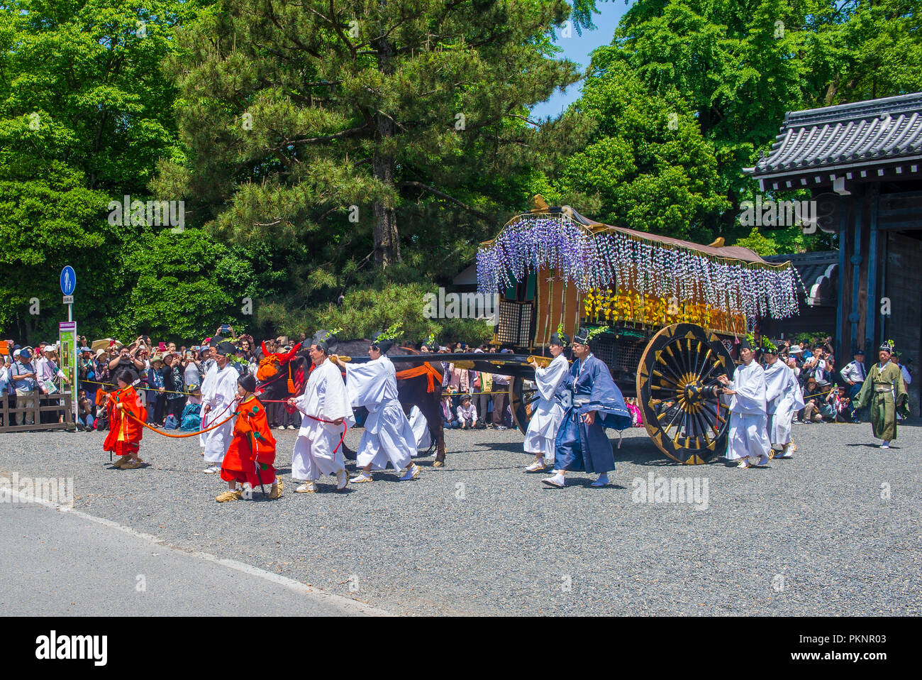 Partecipanti ad Aoi Matsuri a Kyoto, Giappone Foto Stock