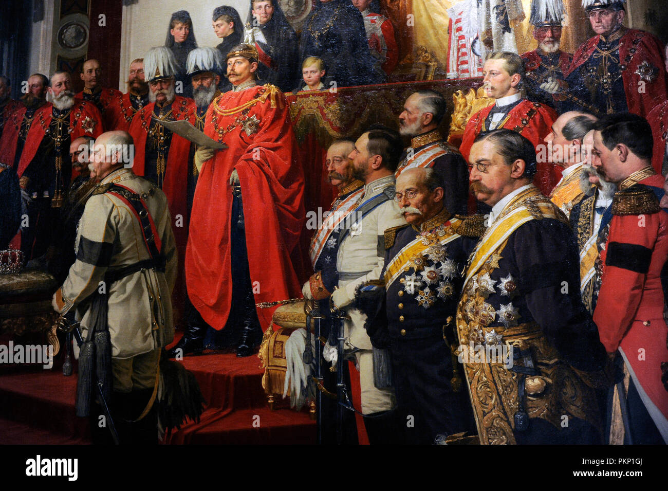 L'apertura del Reichstag tedesco nella Sala Bianca della Berlin Schloss da Kaiser Wilhelm II il 25 giugno 1888. Dettaglio. Pittura terminato nel 1893 da Anton von Werner (1843-1915). Museo Storico Tedesco a Berlino. Germania. Foto Stock