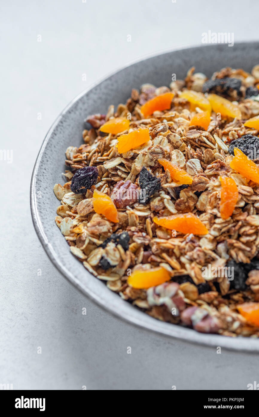 Ciotola di muesli frutta Foto Stock