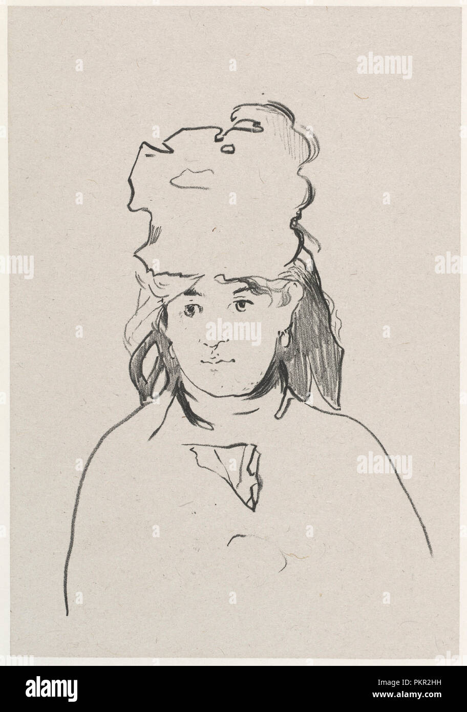 Berthe Morisot. Datata 1872. Dimensioni: immagine: 20 x 13,2 cm (7 7/8 x 5 3/16 in.) foglio: 23,7 x 16,3 cm (9 5/16 x 6 7/16 in.). Medium: litografia. Museo: National Gallery of Art di Washington DC. Autore: Edouard Manet. Foto Stock