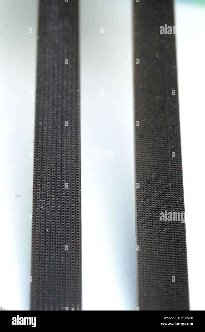 File hanlier quinto due diversi gradi di denti. Foto Stock