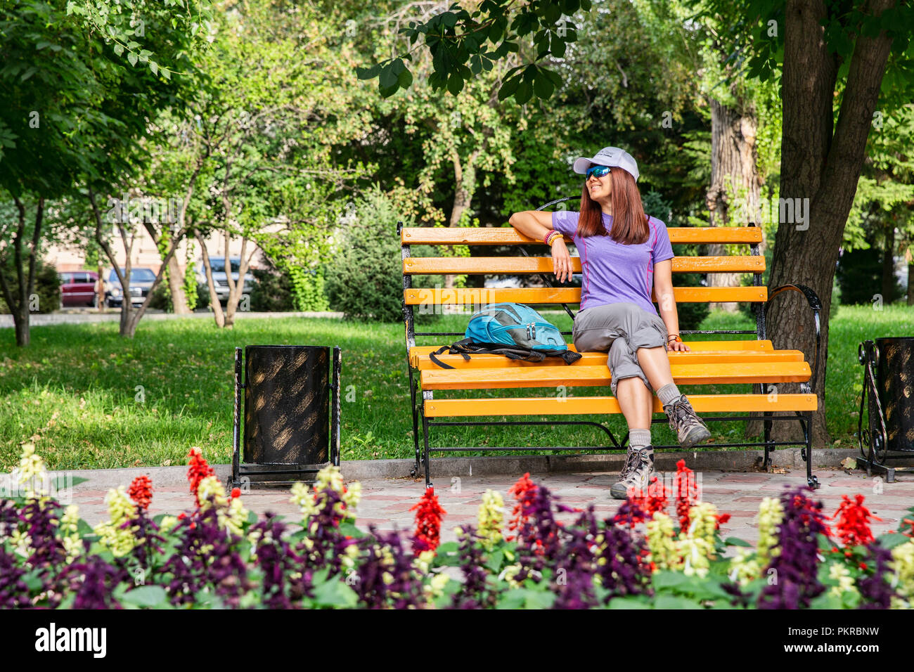 Immagini di Таттыбюбю ТурсунбаевойPanfilov Square a Bishkek, la meravigliosa, walkable capitale del Kirghizistan. Foto Stock