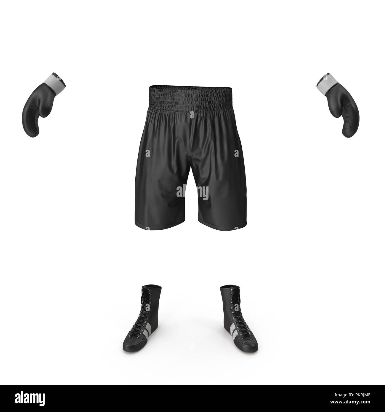 Boxer costume nero su bianco. 3D illustrazione Foto Stock