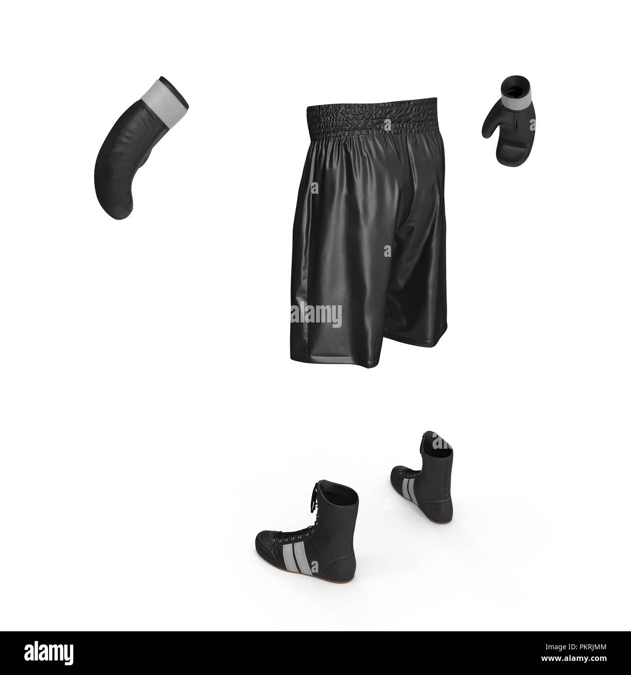 Boxer costume nero su bianco. 3D illustrazione Foto Stock