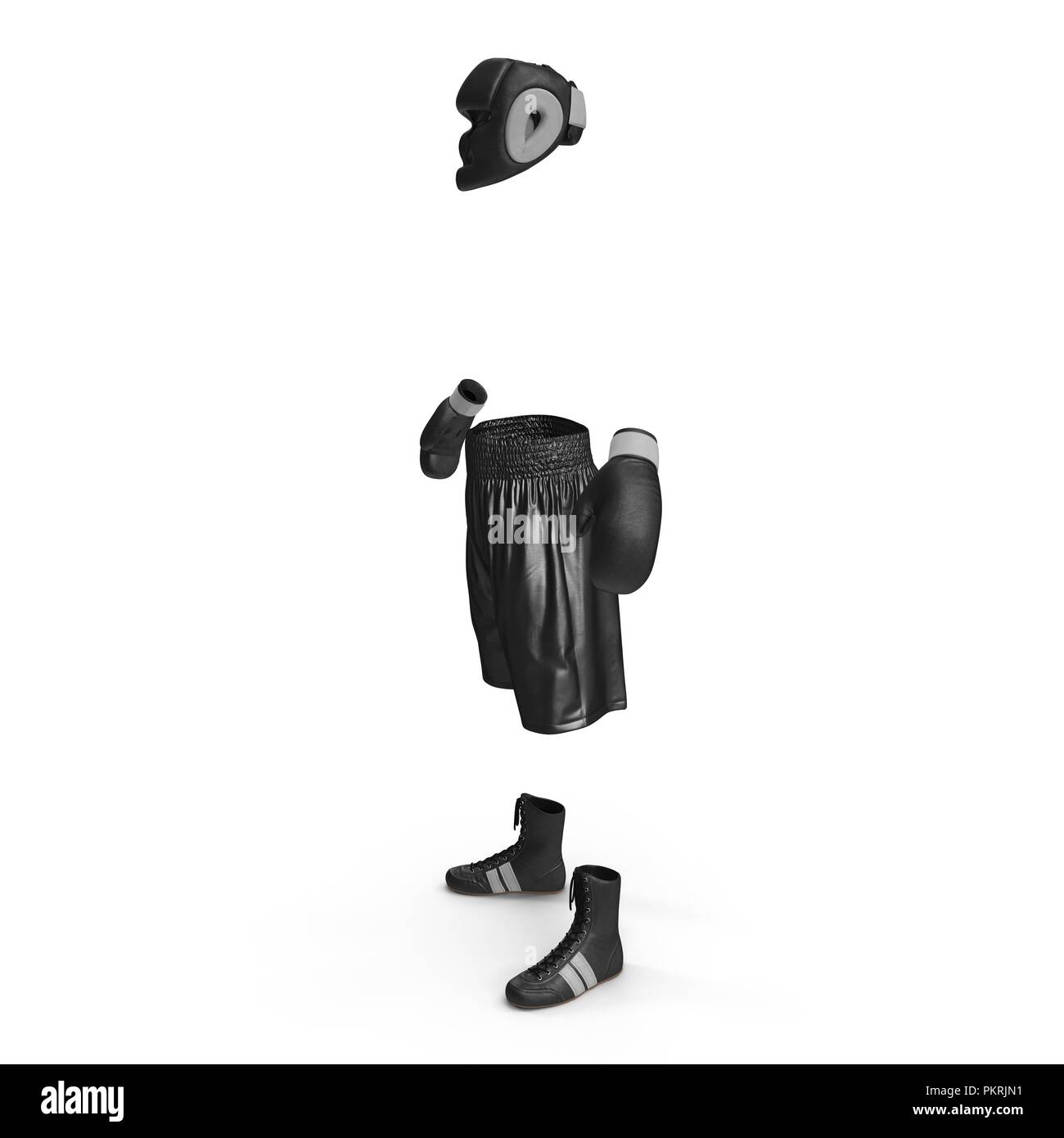 Boxer costume nero su bianco. 3D illustrazione Foto Stock