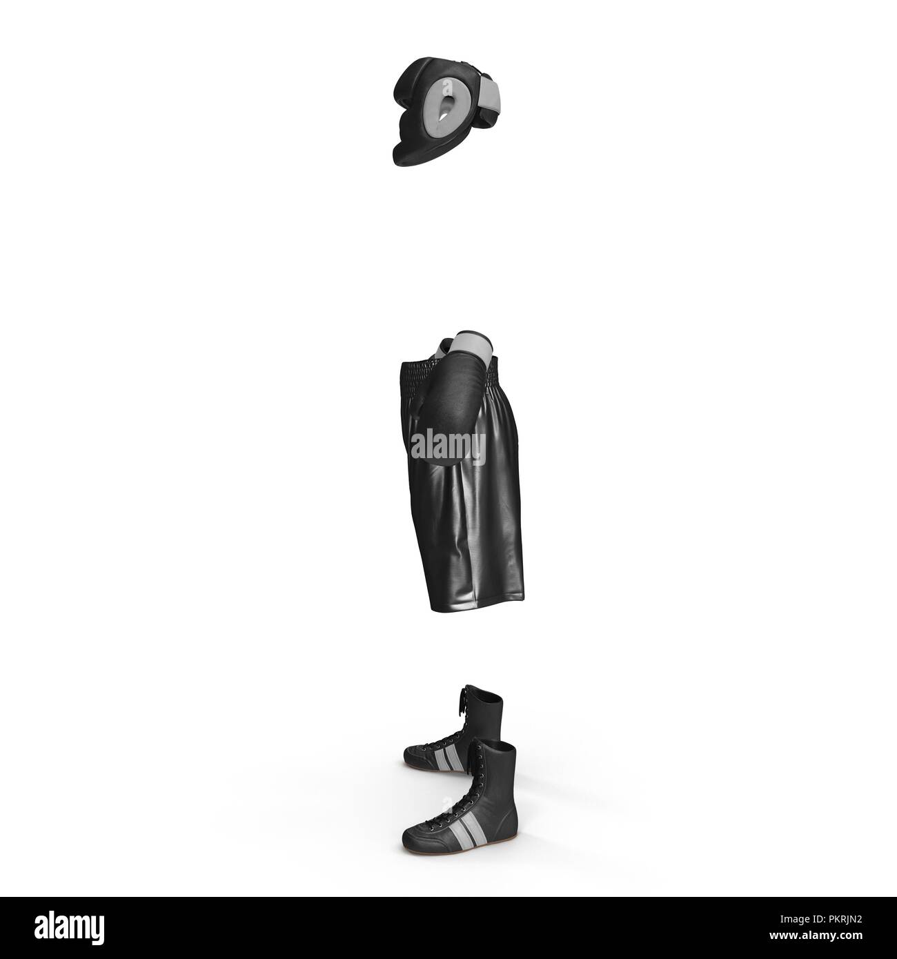 Boxer costume nero su bianco. 3D illustrazione Foto Stock