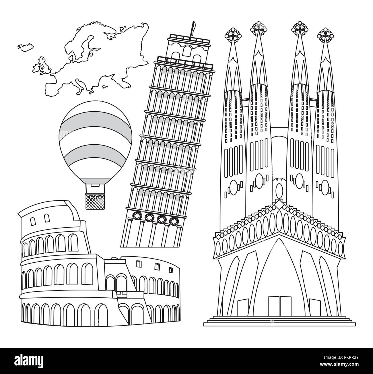 Set di Europa i monumenti Illustrazione Vettoriale