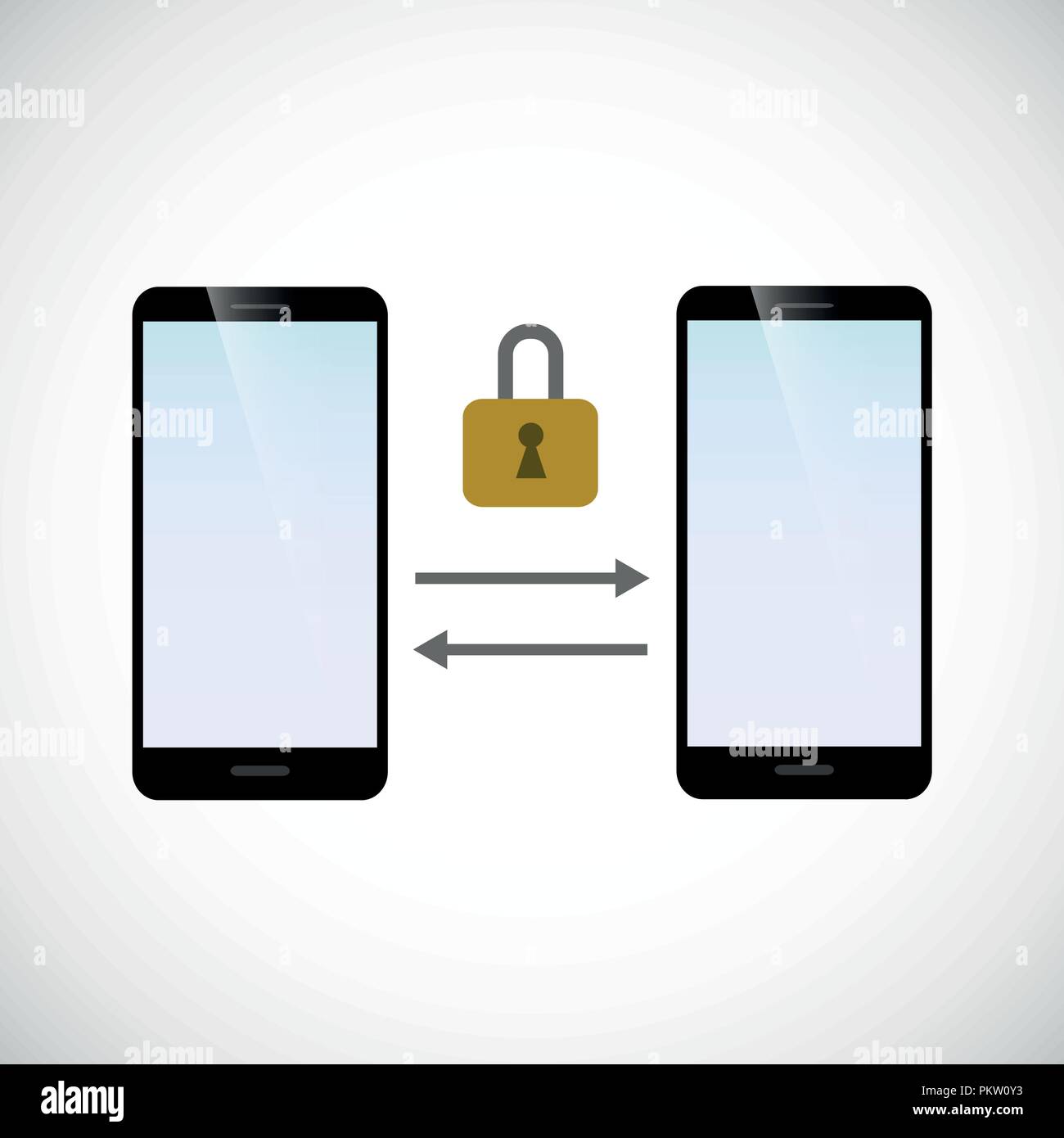 Lo scambio protetto di dati tra due smartphone illustrazione vettoriale EPS10 Illustrazione Vettoriale
