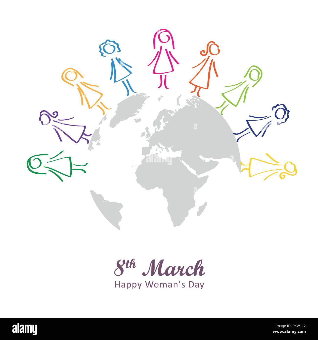 8 marzo internazionale womans giorno colorato illustartion vettoriale EPS10 Illustrazione Vettoriale