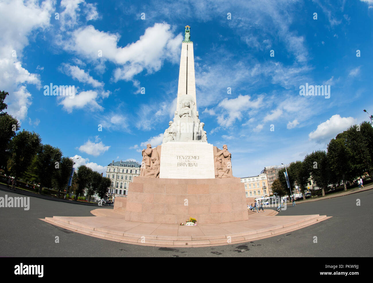 Il Monumento alla libertà di Riga, Lettonia Foto Stock