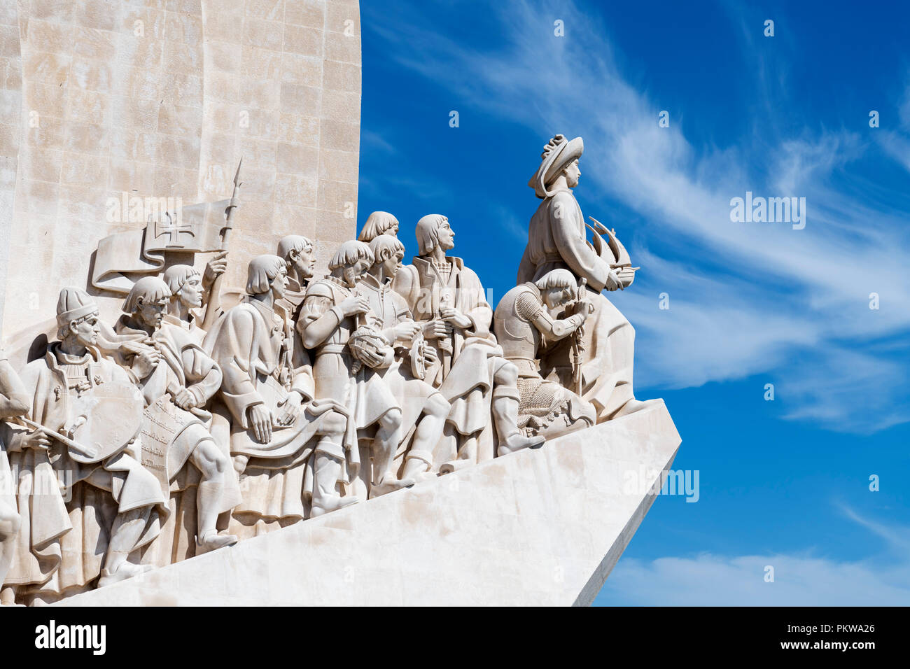 Dettaglio del Monumento alle Scoperte ( Padrao dos Descobrimentos ), quartiere Belem, Lisbona, Portogallo Foto Stock