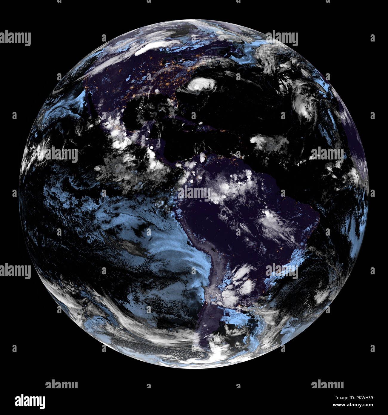 Immagine satellitare di uragano in Atlantico da spazio. Gli elementi di questa immagine fornita dalla NASA Foto Stock