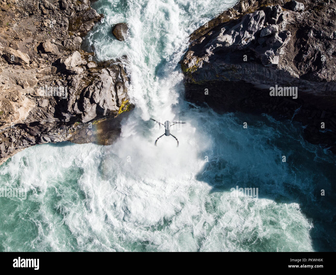 Vista aerea e vista fiume in Islanda. Splendida cornice naturale. Foto Stock