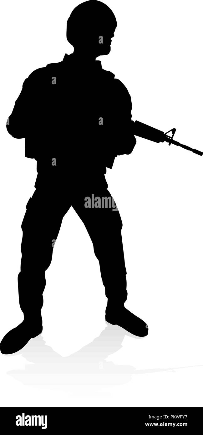 Soldato di alta qualità Silhouette Illustrazione Vettoriale