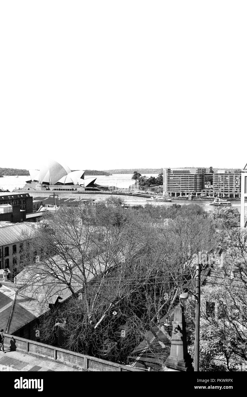 In Australia Sydney Opera House e la baia e lo skyline della città Foto Stock