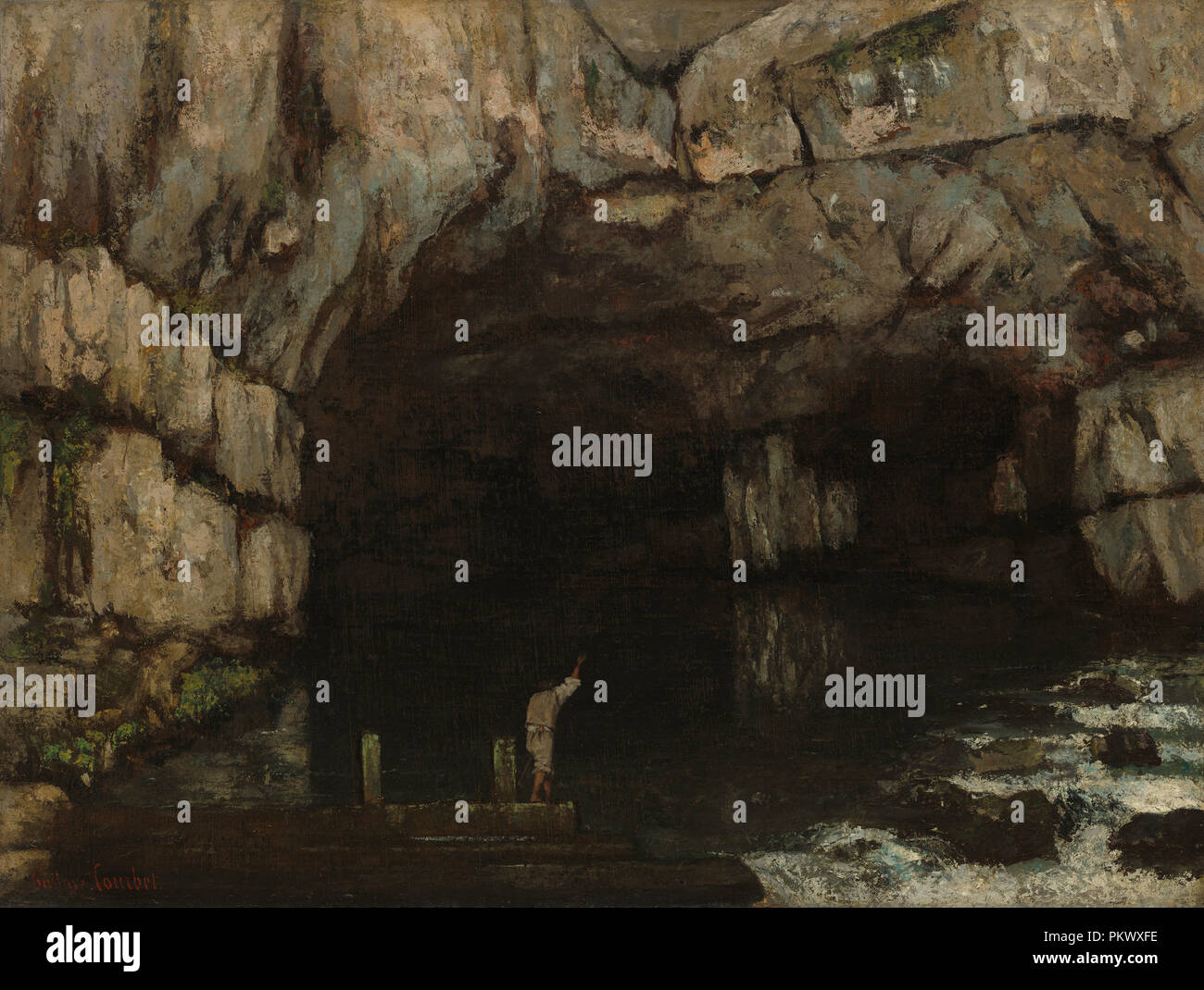 La Grotte de la Loue. Data: 1864. Dimensioni: complessivo: 98,4 x 130,4 cm (38 3/4 x 51 5/16 in.) incorniciato: 126,4 x 155.3 cm (49 3/4 x 61 1/8 in.). Medium: olio su tela. Museo: National Gallery of Art di Washington DC. Autore: Gustave Courbet. Foto Stock