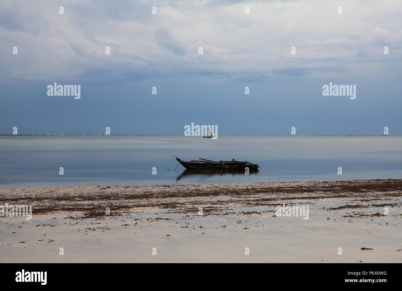 La bassa marea in un Galu Kinondo - spiaggia, Kenya Foto Stock