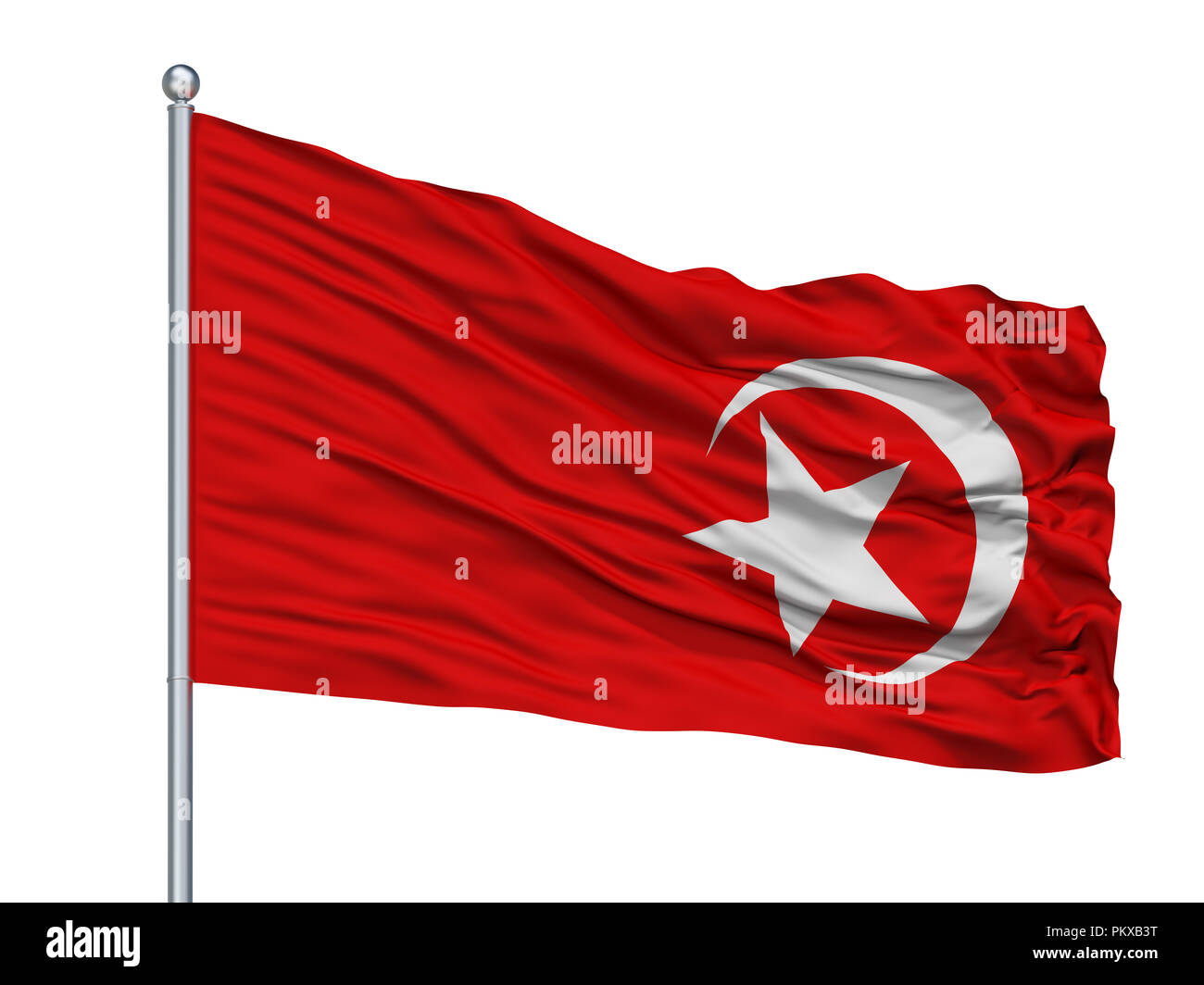 Nazione dell'Islam bandiera sul pennone, isolato su sfondo bianco, rendering 3D Foto Stock