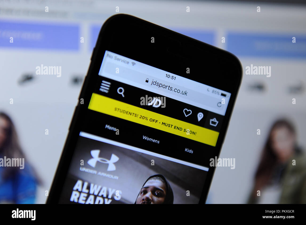 JD Sports sito web su un telefono e sito web Foto Stock