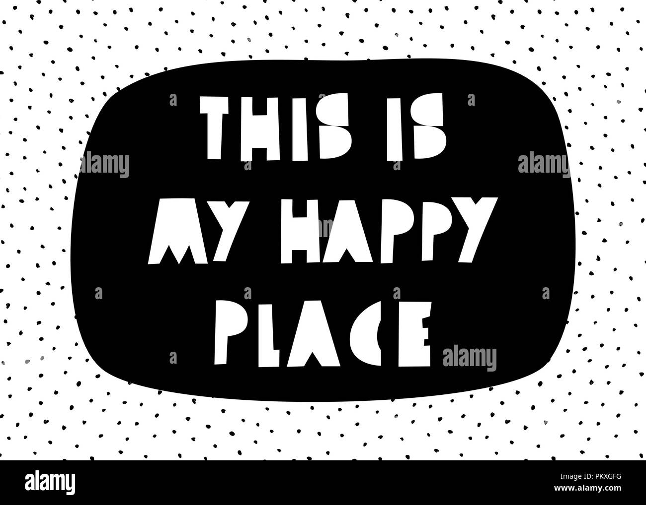 Disegno tipografica modello poster in bianco e nero sul modello di punti dello sfondo. Lo stile scandinavo nursery wall art, formato A4, stampabile camera ragazzi de Illustrazione Vettoriale