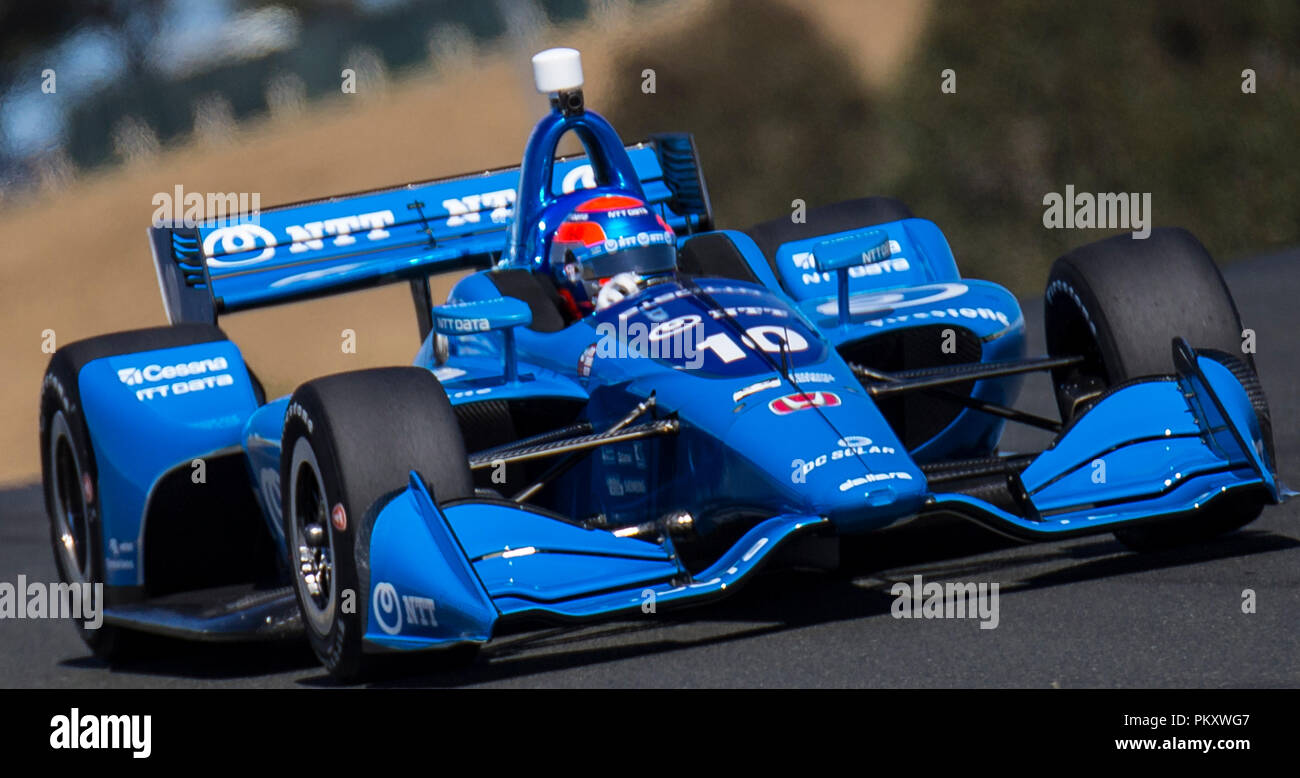 In California, Stati Uniti d'America. Xv Sep, 2018. A : Chip Ganassi Racing driver ed Jones (10) degli Emirati Arabi Uniti in uscita di curva 5 durante la GoPro Grand Prix di Sonoma Verizon Indycar pratica di Sonoma Raceway Sonoma, CA Thurman James/CSM/Alamy Live News Foto Stock