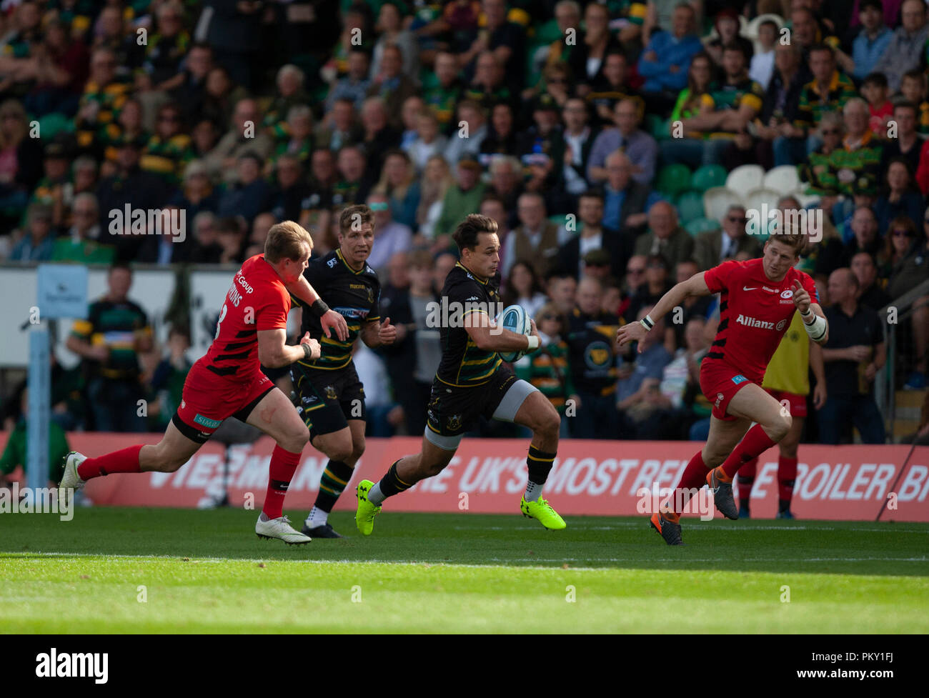 Northampton, Regno Unito. Il 15 settembre 2018. Tom Collins di Northampton Santi durante la Premiership Gallagher round 3 match tra Northampton santi e saraceni al Franklin's Gardens. Andrew Taylor/Alamy Live News Foto Stock