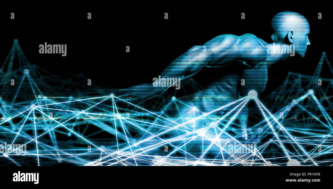 La protezione digitale industria attraverso i dati Online arte Foto Stock
